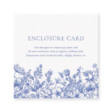 Elegant Vintage Blue Floral Enclosure Invitations