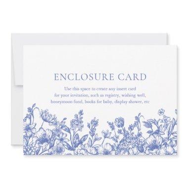 Elegant Vintage Blue Floral Enclosure Invitations