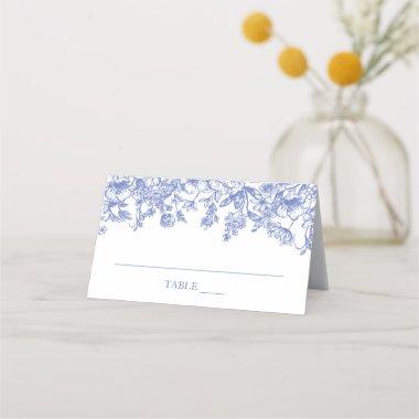 Elegant Vintage Blue Floral Flat Place Invitations