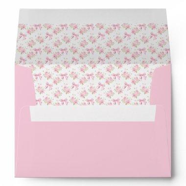 Elegant Vintage Blush Pink Bow Floral Baby Shower Envelope