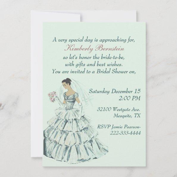 Elegant Vintage Bride Bridal Shower Invitations