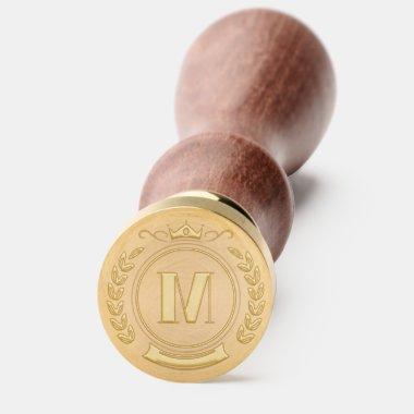 elegant vintage crest wreath monogram wax seal stamp