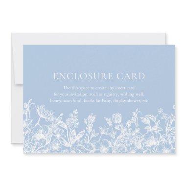 Elegant Vintage Dusty Blue Floral Enclosure Invitations