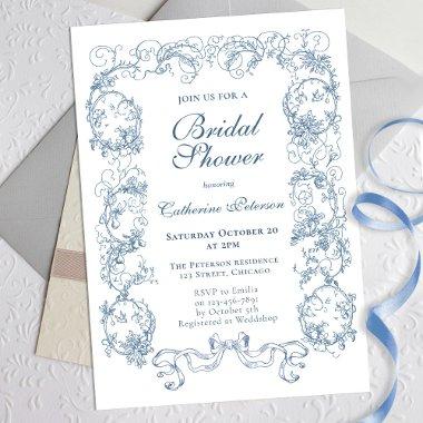 Elegant Vintage Dusty Blue Ornate