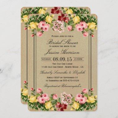 Elegant Vintage Floral Bridal Shower Invitations