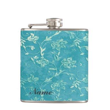 Elegant vintage gentle floral pattern custome name flask