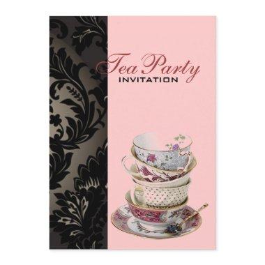 Elegant vintage Gold black formal damask tea party