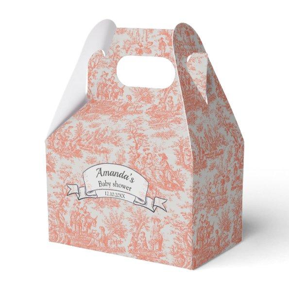 Elegant vintage orange toile de jouy monogram favor boxes