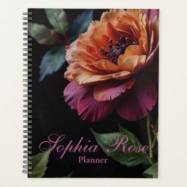 Elegant vintage peachy red floral moody boho planner