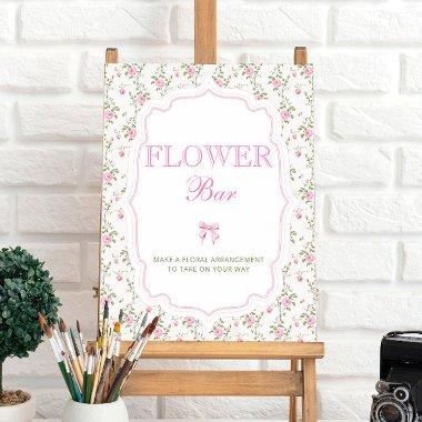 Elegant Vintage Pink Bow Love Shack Flower Bar Poster