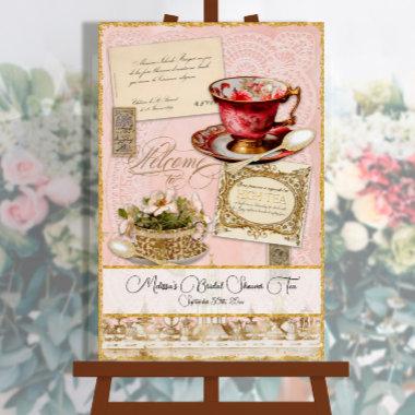 Elegant Vintage Pink Floral Bridal Tea Party Foam Board