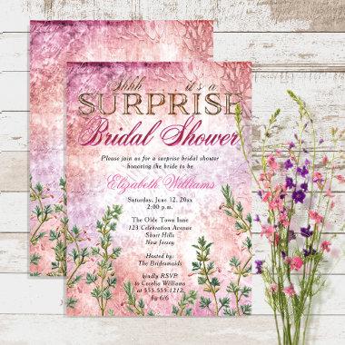 Elegant Vintage Pink Surprise Bridal Shower Invitations