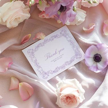 Elegant Vintage Purple Bridal Shower Thank You Invitations