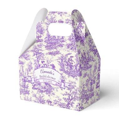 Elegant vintage purple toile de jouy monogram favor boxes