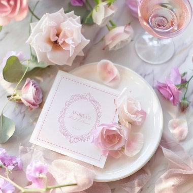 Elegant Vintage Romantic Pink Bridal Shower Napkins