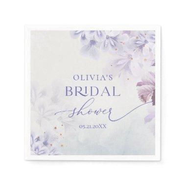 Elegant vintage spring purple flower bridal shower napkins