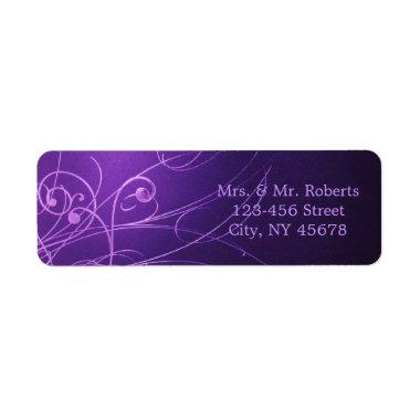 elegant vintage swirls purple wedding label