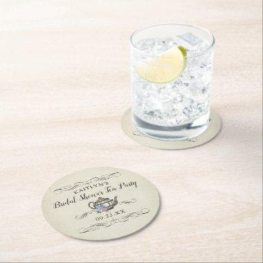 Elegant Vintage Tea Party |  Round Paper Coaster