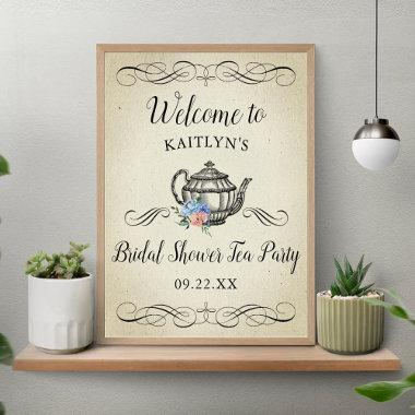Elegant Vintage Tea Party | Bridal Shower Welcome Poster