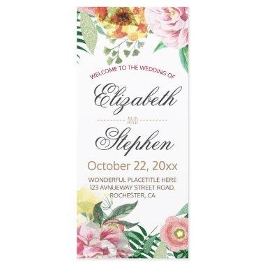 Elegant Vintage Watercolor Floral Wedding Program