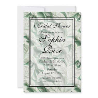 Elegant vintage white green leaf calligraphy