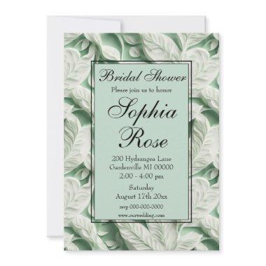 Elegant vintage white green leaf calligraphy