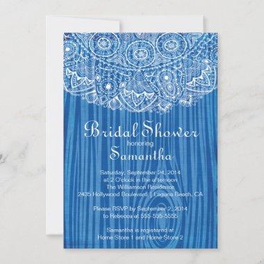 Elegant Vintage Wood Lace Bridal Shower Invitations