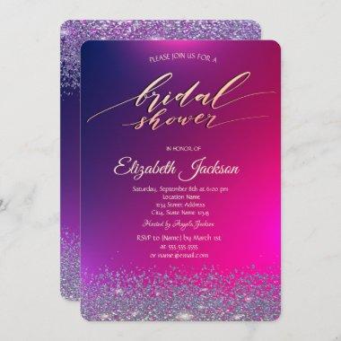 Elegant Violet Diamonds Ombre Bridal Shower Invitations
