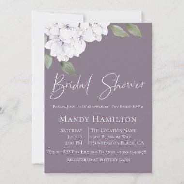 Elegant Violet Floral Bridal Shower Invitations