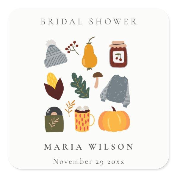 Elegant Warm Cozy Autumn Essential  Square Sticker