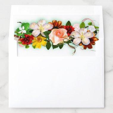 Elegant Watercolor Art Template Colorful Floral Envelope Liner