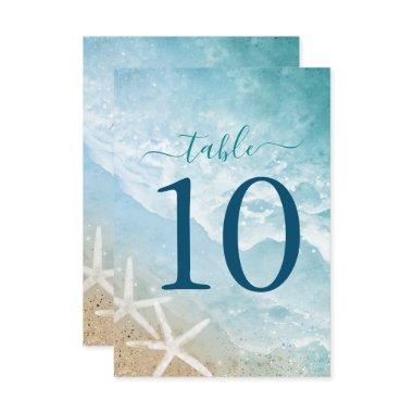 Elegant Watercolor Beach Table Number Cards