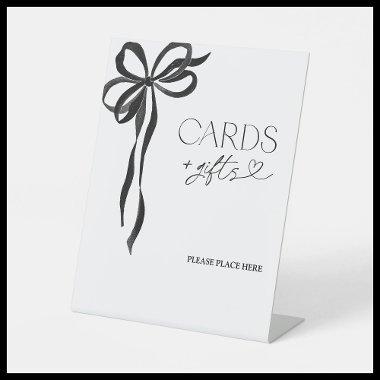 Elegant Watercolor Black Bow  and Gifts Pedestal Sign
