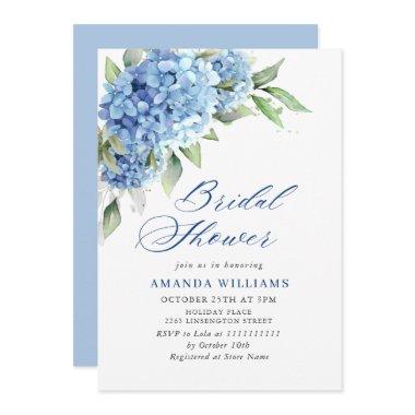 Elegant Watercolor Blue Hydrangea