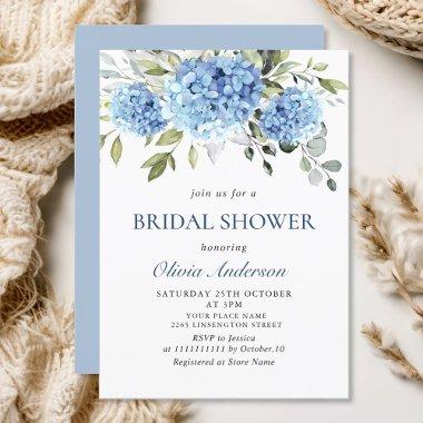 Elegant Watercolor Blue Hydrangea
