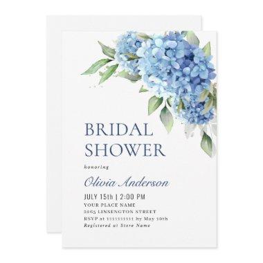 Elegant Watercolor Blue Hydrangea