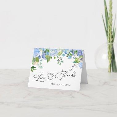 Elegant Watercolor Blue Hydrangea Floral Thank You Invitations