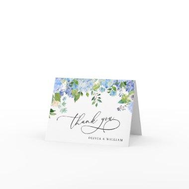 Elegant Watercolor Blue Hydrangea Floral Thank You