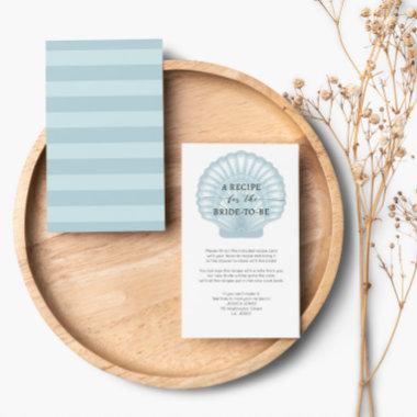 Elegant Watercolor Blue Shell Bridal Shower Recipe Enclosure Invitations