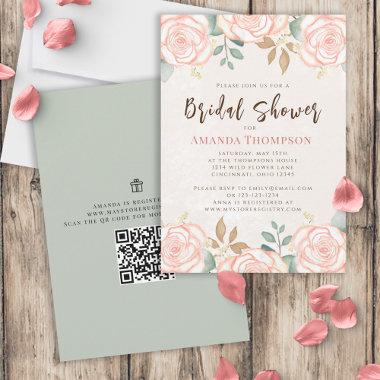 Elegant Watercolor Blush Floral Greenery Foliage