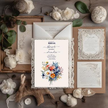 Elegant Watercolor Boho Floral Bridal Invitations