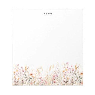 Elegant Watercolor Boho Floral Personalized Notepad