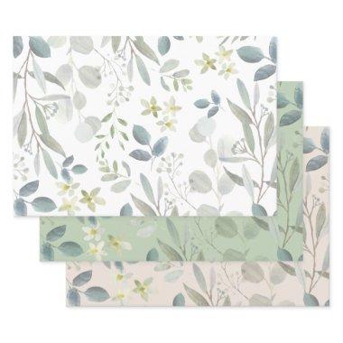 Elegant Watercolor Botanical Greenery Eucalyptus Wrapping Paper Sheets