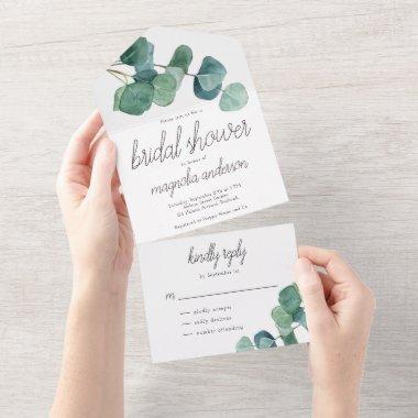 Elegant Watercolor Bridal Shower All In One Invitations