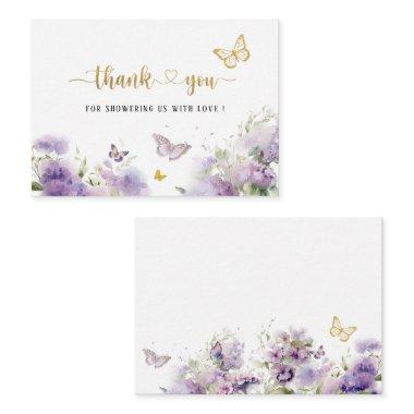Elegant Watercolor Butterfly kisses thank you Baby Note
