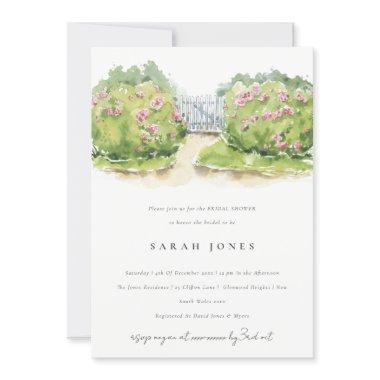 Elegant Watercolor Cottage Garden Bridal Shower Invitations