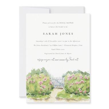 Elegant Watercolor Cottage Garden Bridal Shower Invitations