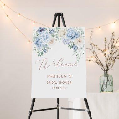 Elegant Watercolor dusty blue flowefs bridal show Foam Board
