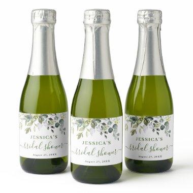 Elegant Watercolor Eucalyptus  Champa Sparkling Wine Label