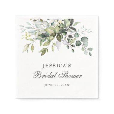 Elegant Watercolor Eucalyptus Bridal Shower Paper Napkins